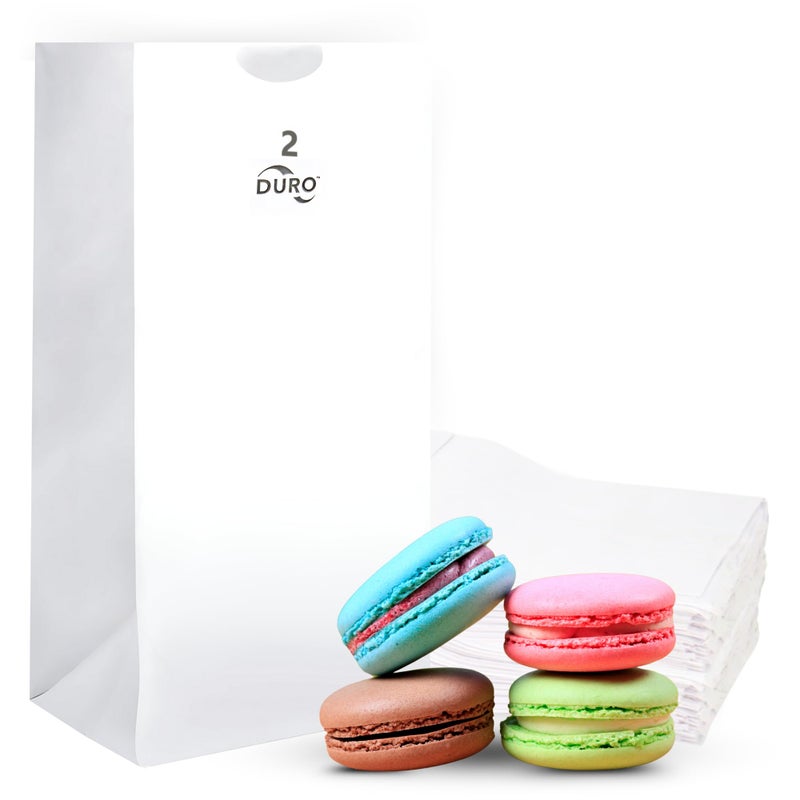 DURO 2# White Paper Popcorn Bags 25-Count, Bulk Small White Paper Bags Lunch Size 4.31 x 2.43 x 7.87 Inches, Dubl Life SOS Paperbag for Candy, Cookies, Sandwich, Snacks & Treats - Image 1